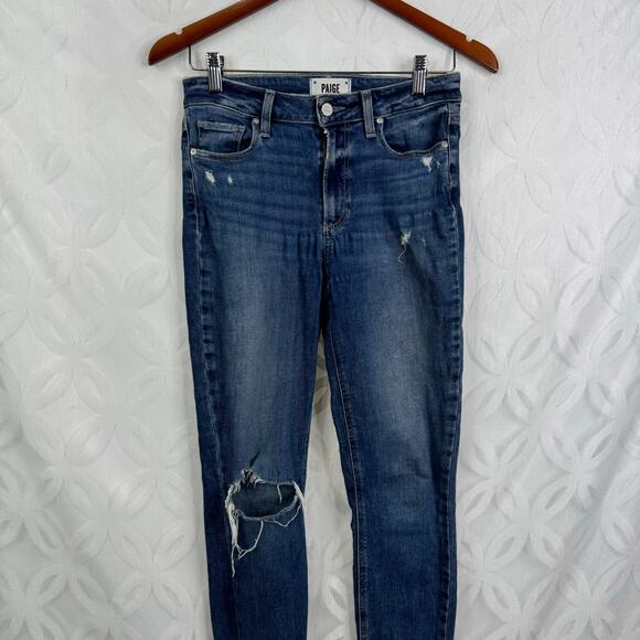 Paige Hoxton Ankle Skinny Jeans in Blaine Destructed Size 27 - Picture 3 of 7